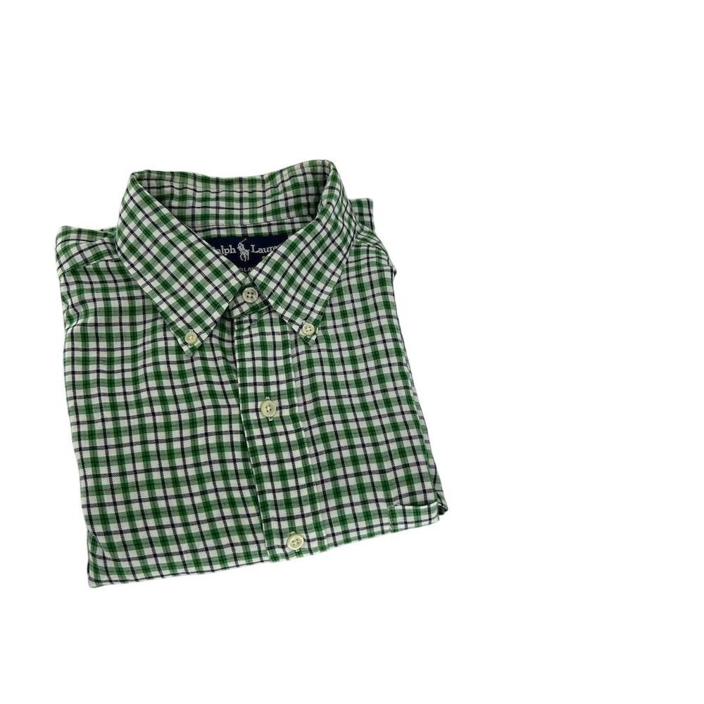 Ralph Lauren Men's Green Gingham Check Blaire Button-Down Shirt Size L